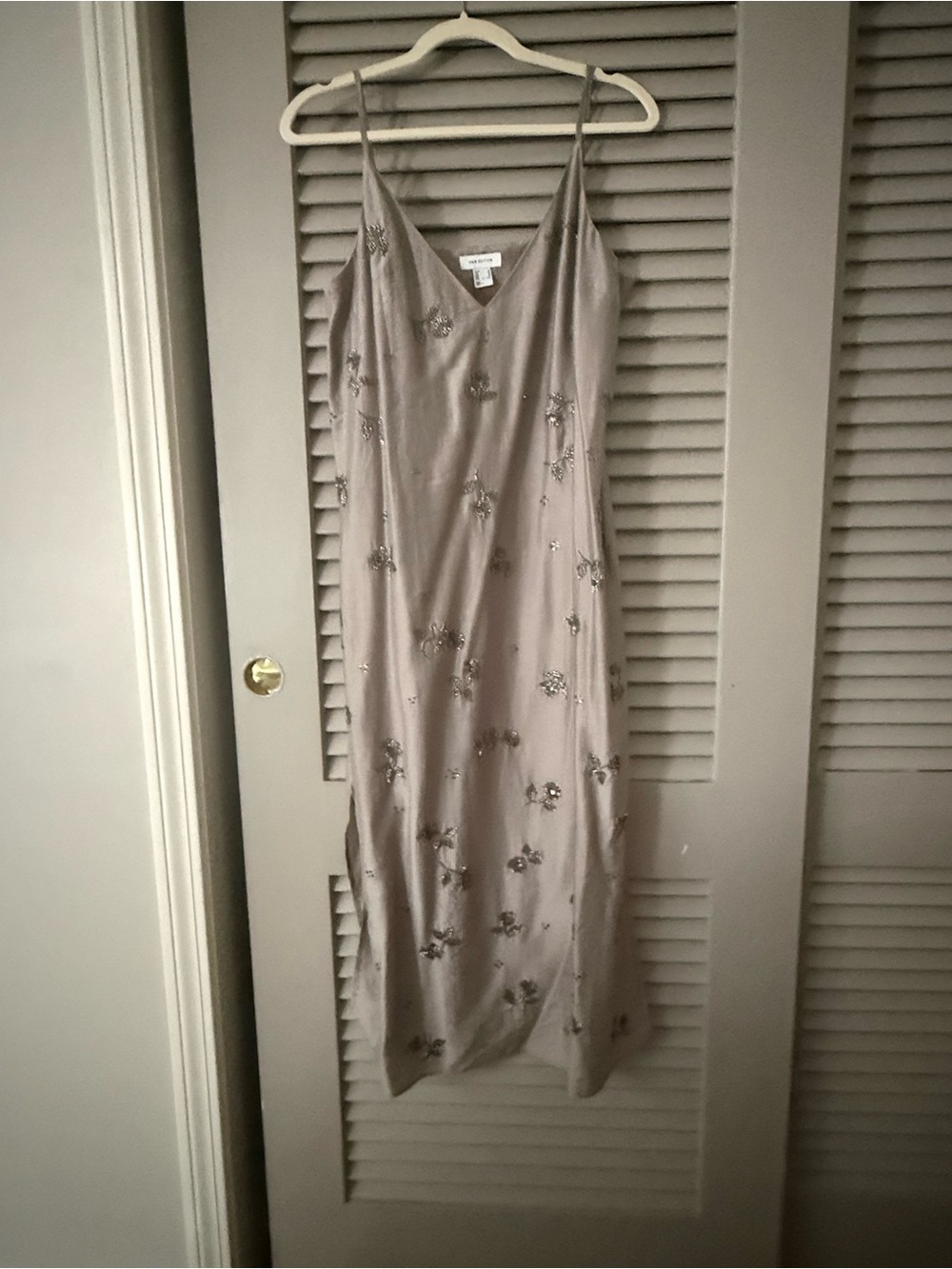 H&M Taupe Beaded Slip Maxi Dress